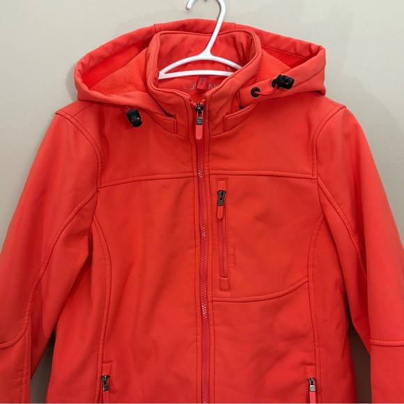 Calvin Klein Orange-Red Hooded Neoprene Fleece Lined Jacket - Picture 2 of 16